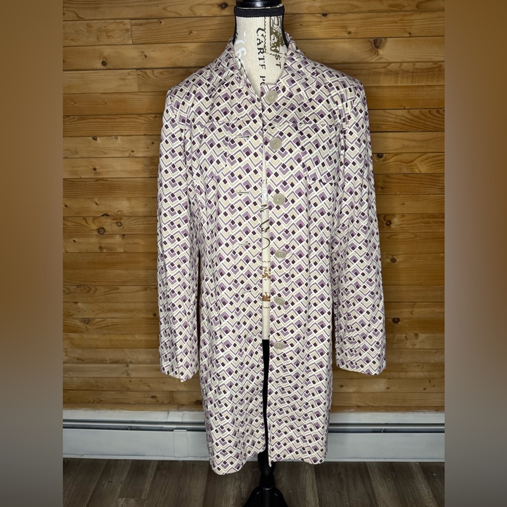 LOFT Purple and White Patterned Coat